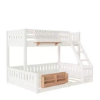 Struttura letto a castello con scaletta, spondine, pannello forato e libreria, nessun boxspring necessario (Twin XL/Full XL/Queen su Queen) - ModernLuxe