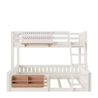 Struttura letto a castello con scaletta, spondine, pannello forato e libreria, nessun boxspring necessario (Twin XL/Full XL/Queen su Queen) - ModernLuxe