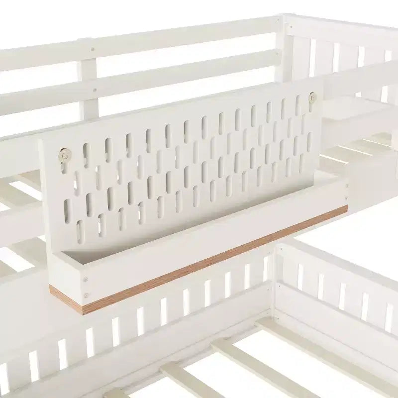Struttura letto a castello con scaletta, spondine, pannello forato e libreria, nessun boxspring necessario (Twin XL/Full XL/Queen su Queen) - ModernLuxe