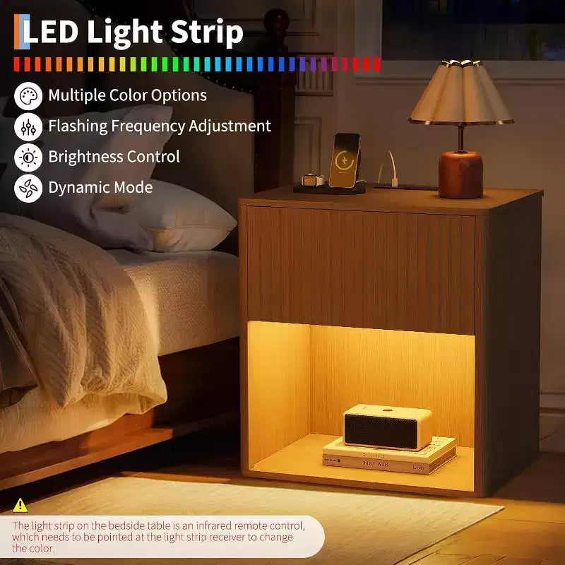 COZONY Comodini Moderni Set da 2, Design con Bordi Arrotondati per Camera da Letto Soggiorno, Non richiedono alimentazione.