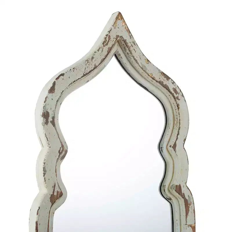 Specchio intero da terra oversize da 48 x 186 cm con cornice in legno bianco vintage