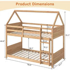 Letto a Castello Zevemomo con Design a Casetta, per Bambini, con Scaletta, Sponde a Tutta Lunghezza e Doghe, per Dormitorio e Camera da Letto, Rovere Bianco