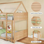 Letto a Castello Zevemomo con Design a Casetta, per Bambini, con Scaletta, Sponde a Tutta Lunghezza e Doghe, per Dormitorio e Camera da Letto, Rovere Bianco