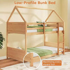 Letto a Castello Zevemomo con Design a Casetta, per Bambini, con Scaletta, Sponde a Tutta Lunghezza e Doghe, per Dormitorio e Camera da Letto, Rovere Bianco
