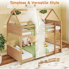 Letto a Castello Zevemomo con Design a Casetta, per Bambini, con Scaletta, Sponde a Tutta Lunghezza e Doghe, per Dormitorio e Camera da Letto, Rovere Bianco