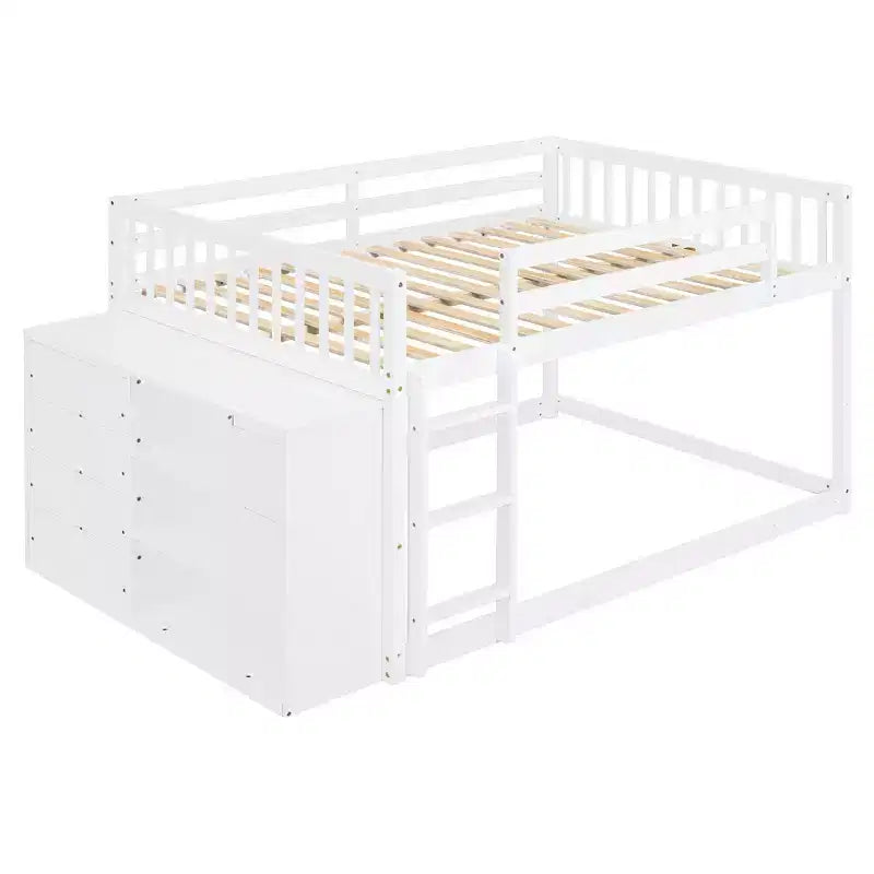 Luxystar Letto a castello moderno completo su completo con 4 cassetti e 3 mensole