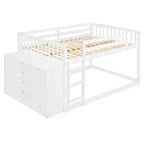 Luxystar Letto a castello moderno completo su completo con 4 cassetti e 3 mensole