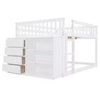 Luxystar Letto a castello moderno completo su completo con 4 cassetti e 3 mensole