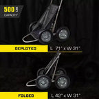 Carrello pieghevole multiuso Hawk Crawler, carrello per la caccia al cervo e la pesca con capacità di 227 kg per il trasporto di selvaggina, esche, attrezzatura da caccia e legna, nero