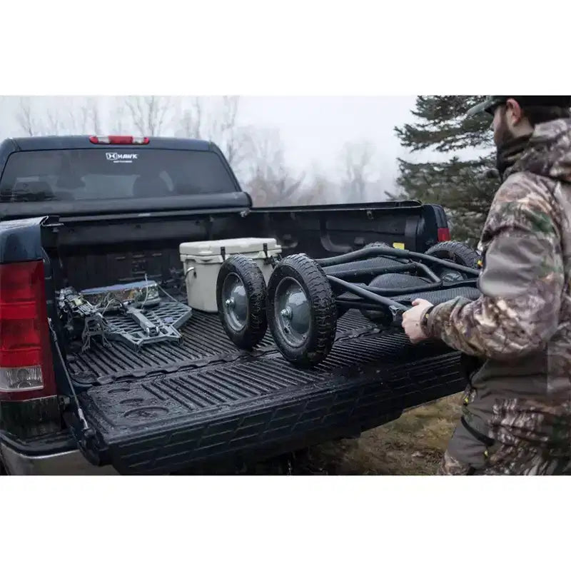 Carrello pieghevole multiuso Hawk Crawler, carrello per la caccia al cervo e la pesca con capacità di 227 kg per il trasporto di selvaggina, esche, attrezzatura da caccia e legna, nero