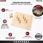 Rev-A-Shelf Divisore per cassetto in compensato con pioli, rifilabile, organizer per utensili da cucina, pentole e piatti