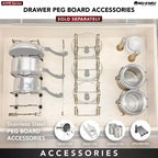 Rev-A-Shelf Divisore per cassetto in compensato con pioli, rifilabile, organizer per utensili da cucina, pentole e piatti
