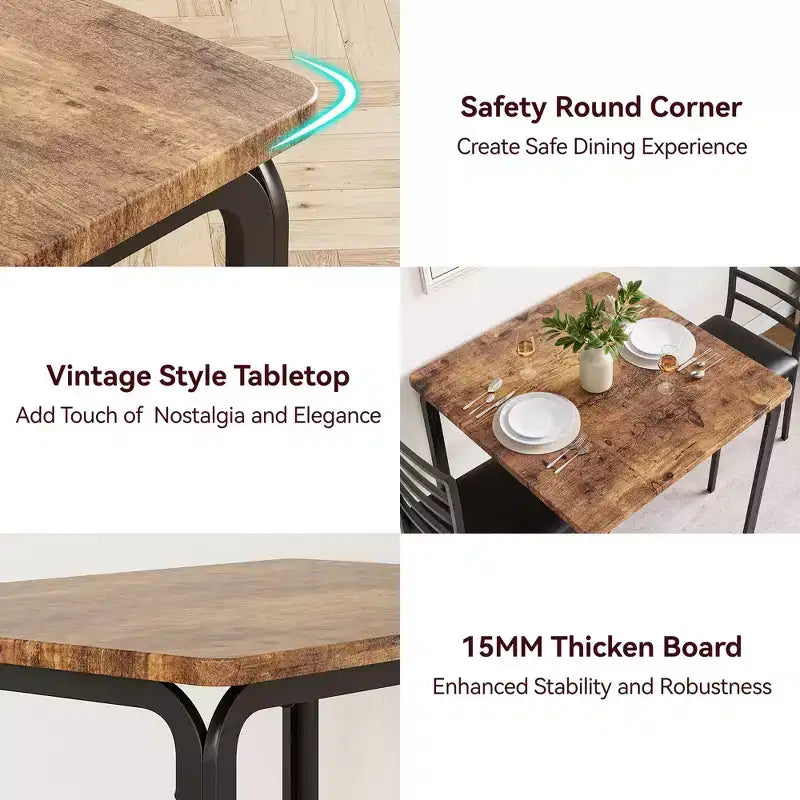 Set Tavolo da Pranzo Compatto Salvaspazio per 2, Tavolo Quadrato Moderno con 2 Sedie, per Piccoli Appartamenti, Cucine, Angoli Colazione 73.9 x 73.9 x 76.2 cm