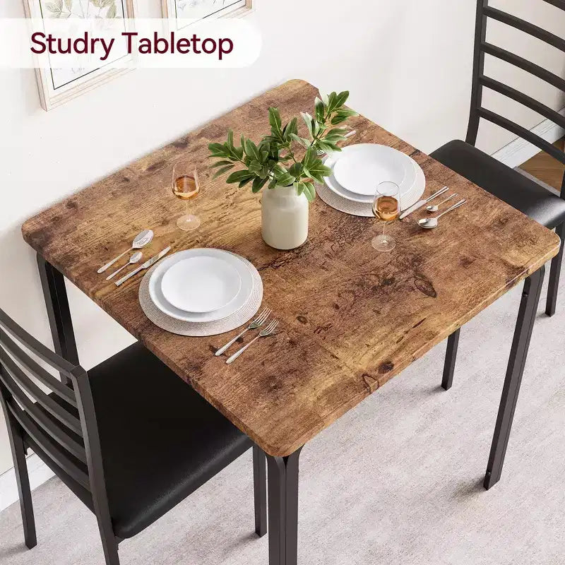 Set Tavolo da Pranzo Compatto Salvaspazio per 2, Tavolo Quadrato Moderno con 2 Sedie, per Piccoli Appartamenti, Cucine, Angoli Colazione 73.9 x 73.9 x 76.2 cm