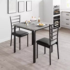 Space-Saving Compact Dining Table Set for 2, Modern Square Table with 2 Chairs, for Small Apartments, Kitchens, Breakfast Nooks  29.1 x 29.1 x 30 in