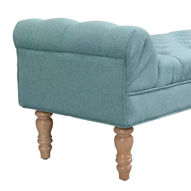 Whisen Panca fondoletto, panca da ingresso, pouf imbottito con tessuto capitonné, braccioli arrotolati, gambe a zucca, schiuma premium, facile montaggio
