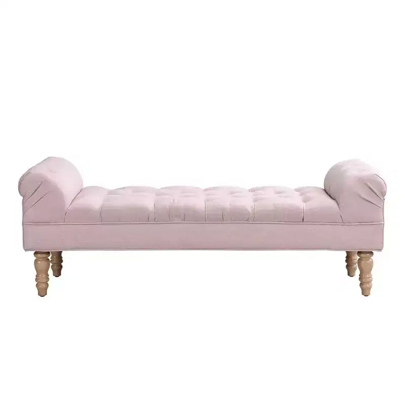 Whisen Panca fondoletto, panca da ingresso, pouf imbottito con tessuto capitonné, braccioli arrotolati, gambe a zucca, schiuma premium, facile montaggio