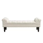 Whisen Panca fondoletto, panca da ingresso, pouf imbottito con tessuto capitonné, braccioli arrotolati, gambe a zucca, schiuma premium, facile montaggio
