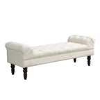 Whisen Panca fondoletto, panca da ingresso, pouf imbottito con tessuto capitonné, braccioli arrotolati, gambe a zucca, schiuma premium, facile montaggio