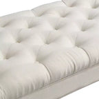 Whisen Panca fondoletto, panca da ingresso, pouf imbottito con tessuto capitonné, braccioli arrotolati, gambe a zucca, schiuma premium, facile montaggio