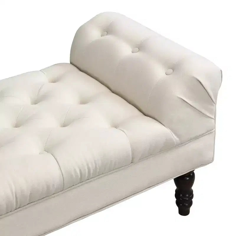 Whisen Panca fondoletto, panca da ingresso, pouf imbottito con tessuto capitonné, braccioli arrotolati, gambe a zucca, schiuma premium, facile montaggio