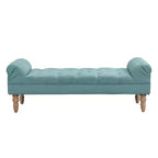 Whisen Panca fondoletto, panca da ingresso, pouf imbottito con tessuto capitonné, braccioli arrotolati, gambe a zucca, schiuma premium, facile montaggio
