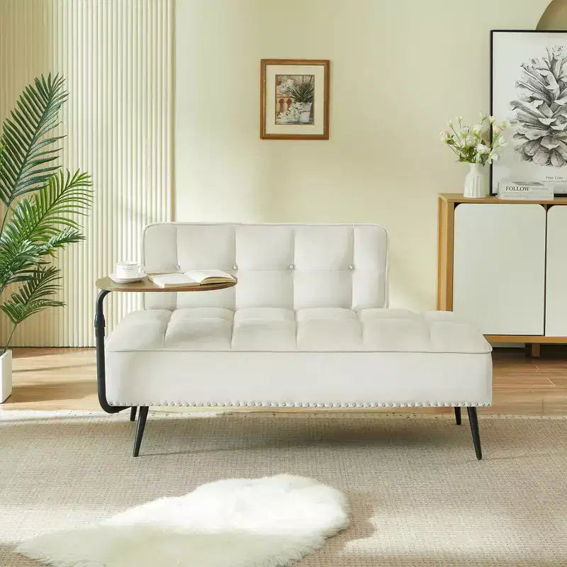 Divano a 2 Posti ModernLuxe 54 pollici in Velluto con Tavolino Girevole e Schienale, per Soggiorno e Camera da Letto