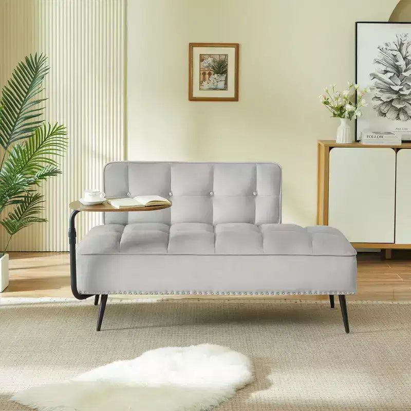 Divano a 2 Posti ModernLuxe 54 pollici in Velluto con Tavolino Girevole e Schienale, per Soggiorno e Camera da Letto
