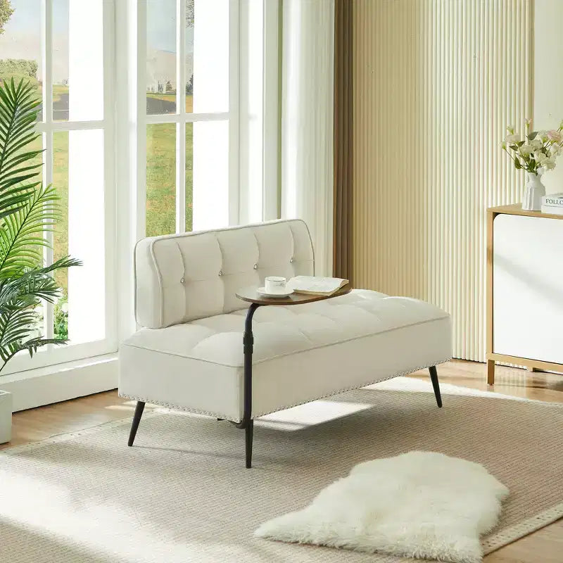 Divano a 2 Posti ModernLuxe 54 pollici in Velluto con Tavolino Girevole e Schienale, per Soggiorno e Camera da Letto