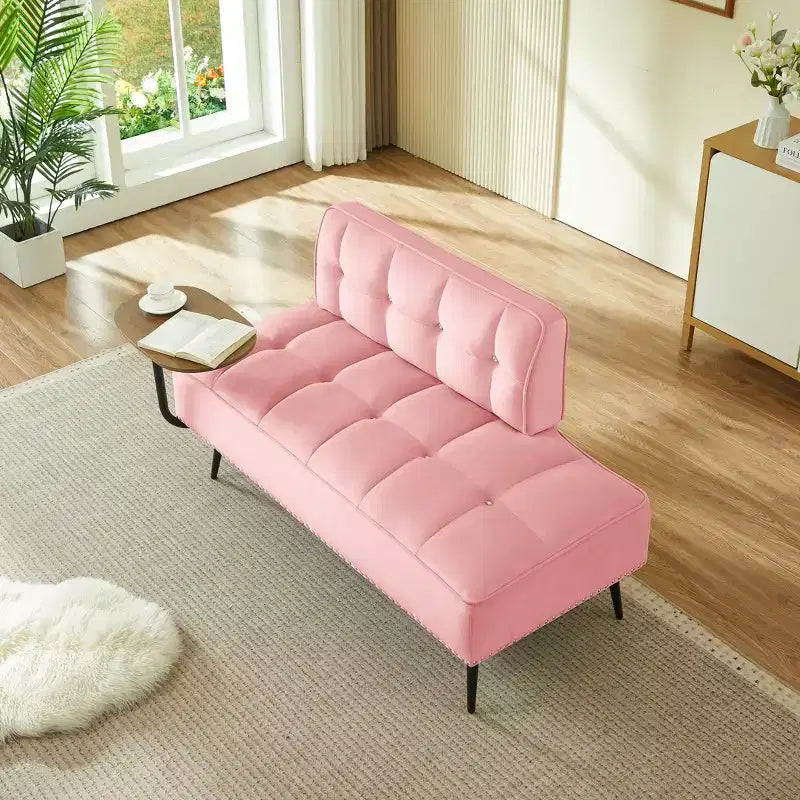 Divano a 2 Posti ModernLuxe 54 pollici in Velluto con Tavolino Girevole e Schienale, per Soggiorno e Camera da Letto