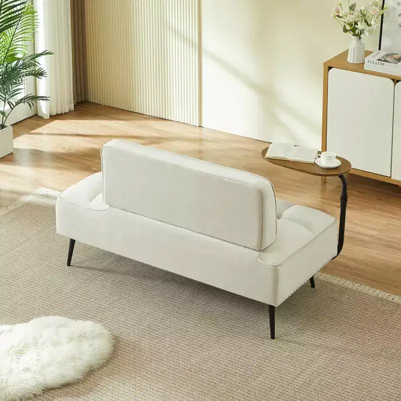 Divano a 2 Posti ModernLuxe 54 pollici in Velluto con Tavolino Girevole e Schienale, per Soggiorno e Camera da Letto