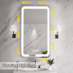 Mobiletto portamedicine rettangolare FAMYYT 40 x 70 cm in ferro con specchio, luce LED dimmerabile, antiappannamento e prese di corrente - Completamente assemblato