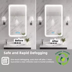 Mobiletto portamedicine rettangolare FAMYYT 40 x 70 cm in ferro con specchio, luce LED dimmerabile, antiappannamento e prese di corrente - Completamente assemblato