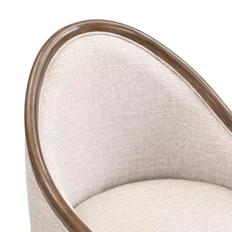 Set di 2 sedie da pranzo moderne di metà secolo, poltrone curve rivestite in twill con struttura in legno di gomma massello, sedie da cucina beige - ModernLuxe