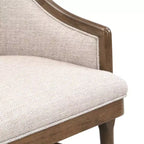 Set di 2 sedie da pranzo moderne di metà secolo, poltrone curve rivestite in twill con struttura in legno di gomma massello, sedie da cucina beige - ModernLuxe