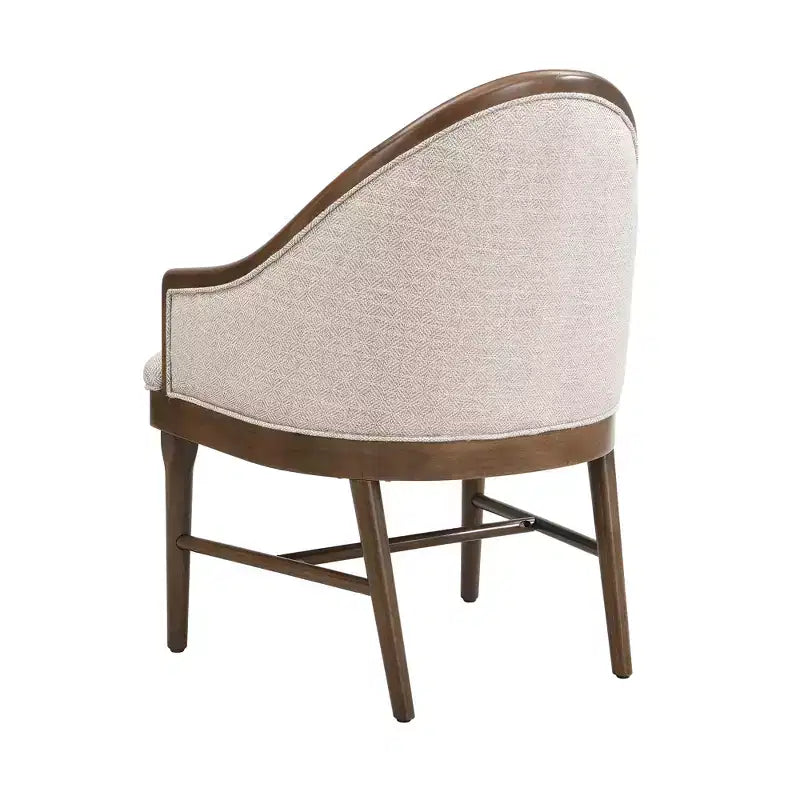 Set di 2 sedie da pranzo moderne di metà secolo, poltrone curve rivestite in twill con struttura in legno di gomma massello, sedie da cucina beige - ModernLuxe