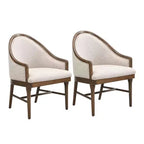 Set di 2 sedie da pranzo moderne di metà secolo, poltrone curve rivestite in twill con struttura in legno di gomma massello, sedie da cucina beige - ModernLuxe