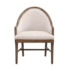 Set di 2 sedie da pranzo moderne di metà secolo, poltrone curve rivestite in twill con struttura in legno di gomma massello, sedie da cucina beige - ModernLuxe