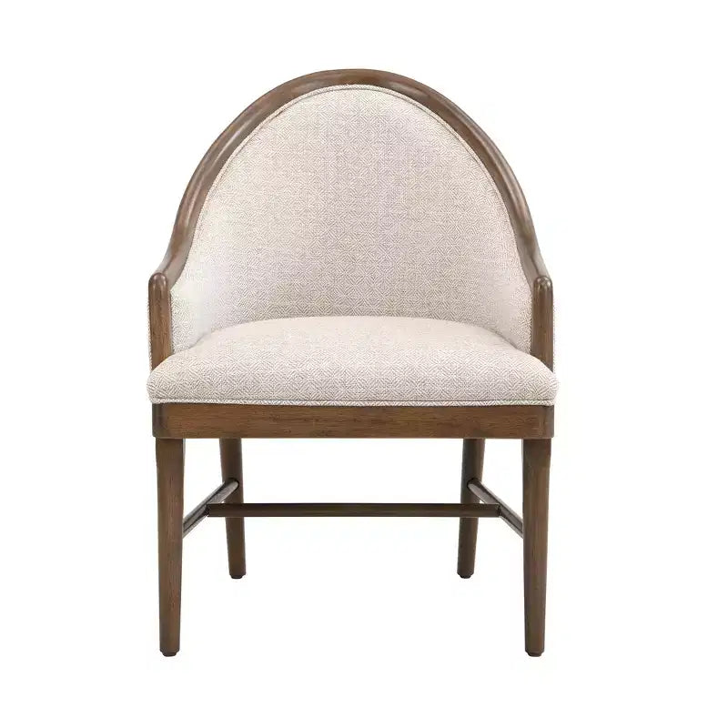 Set di 2 sedie da pranzo moderne di metà secolo, poltrone curve rivestite in twill con struttura in legno di gomma massello, sedie da cucina beige - ModernLuxe