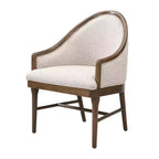 Set di 2 sedie da pranzo moderne di metà secolo, poltrone curve rivestite in twill con struttura in legno di gomma massello, sedie da cucina beige - ModernLuxe