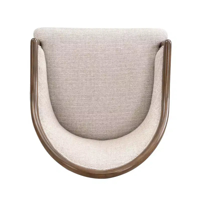 Set di 2 sedie da pranzo moderne di metà secolo, poltrone curve rivestite in twill con struttura in legno di gomma massello, sedie da cucina beige - ModernLuxe