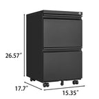Classificatore a 2 cassetti in metallo con serratura, cassettiera mobile da ufficio sotto la scrivania