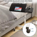 Tavolo Regolabile per Letto con Rotelle, Scrivania da Comodino Rotolante con Altezza 23.6-37.4 e Superficie Inclinabile 0-90, Carrello Ospedaliero Mobile Verticale