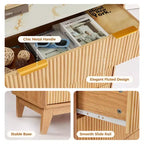 Cassettiera alta elegante con motivo scanalato e dettagli dorati, mobile stretto per camera da letto, ingresso, bagno