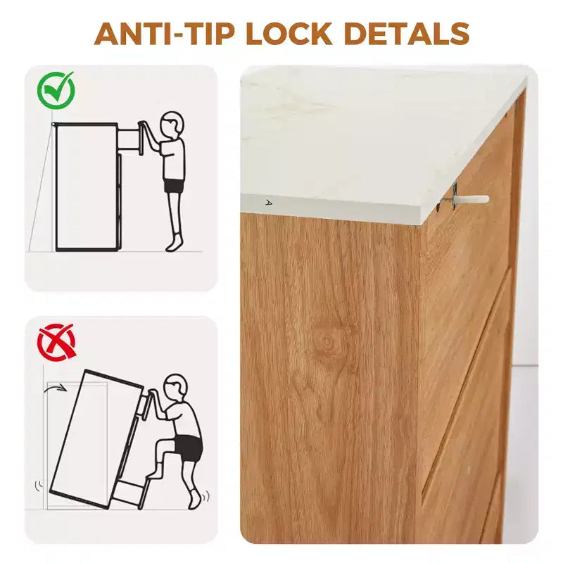 Cassettiera alta elegante con motivo scanalato e dettagli dorati, mobile stretto per camera da letto, ingresso, bagno