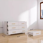 Cassettiera a 6 cassetti bianca con maniglie dorate