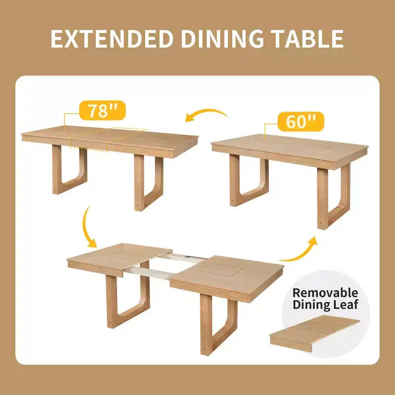 GDFStudio Phillips Tavolo da Pranzo Allungabile in Legno per Fattoria 60-78