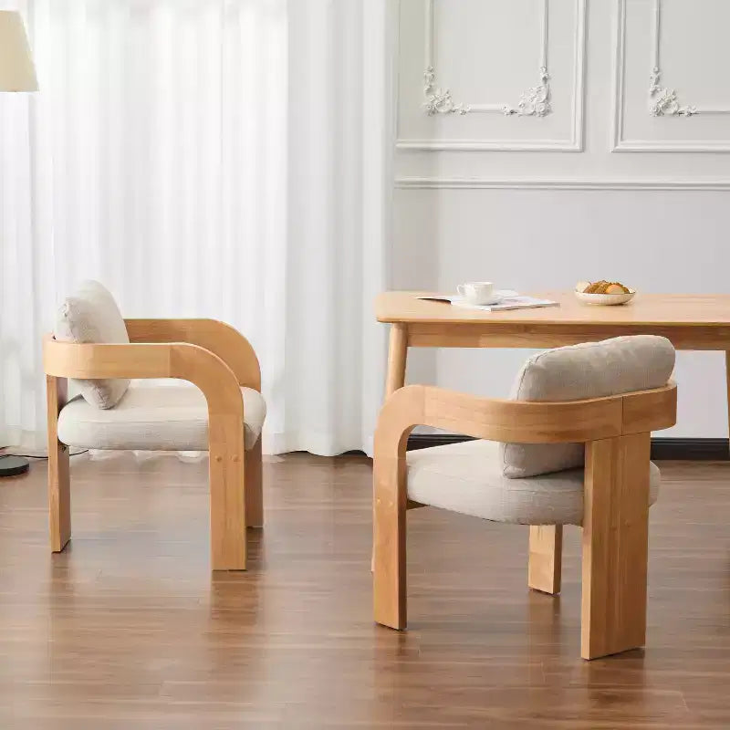 Set di 2 sedie da pranzo, sedie da cucina e sala da pranzo con schienale a cuscino, poltroncine Bouclé con struttura in legno di caucciù - ModernLuxe