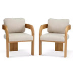 Set di 2 sedie da pranzo, sedie da cucina e sala da pranzo con schienale a cuscino, poltroncine Bouclé con struttura in legno di caucciù - ModernLuxe