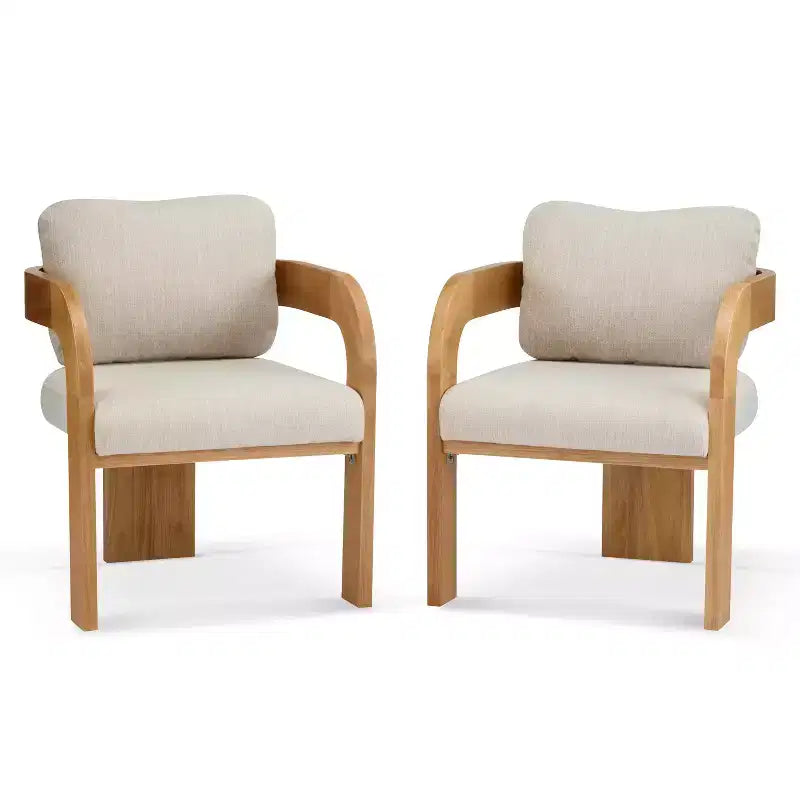 Set di 2 sedie da pranzo, sedie da cucina e sala da pranzo con schienale a cuscino, poltroncine Bouclé con struttura in legno di caucciù - ModernLuxe
